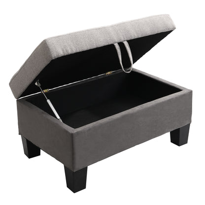 Gray Sectional Couch, Sofa with Chaise and Storage Ottoman