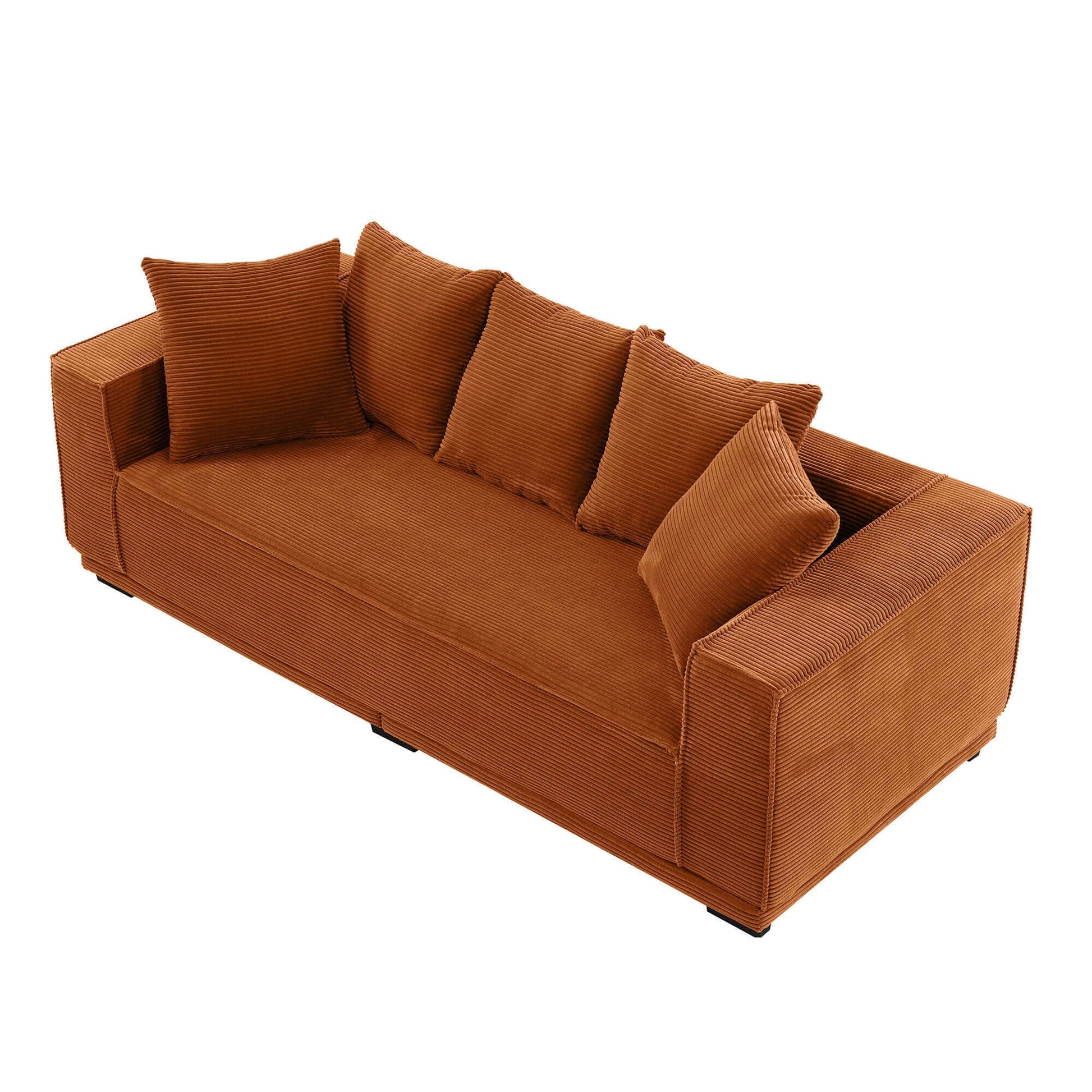Louie Modern Corduroy Sofa, 3-Seater Couch for Living Room, Bedroom, Apartment - Orange