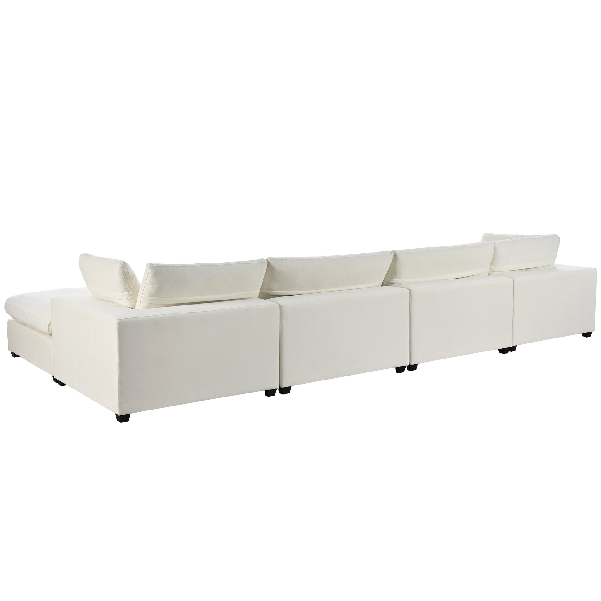 Cloud Couch Sectional, Large Modular Sofa with Ottoman, Beige