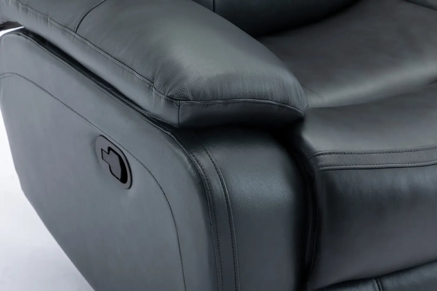 Louie Leather Reclining Sofa, Dual Manual Reclining Chairs with Table - Black