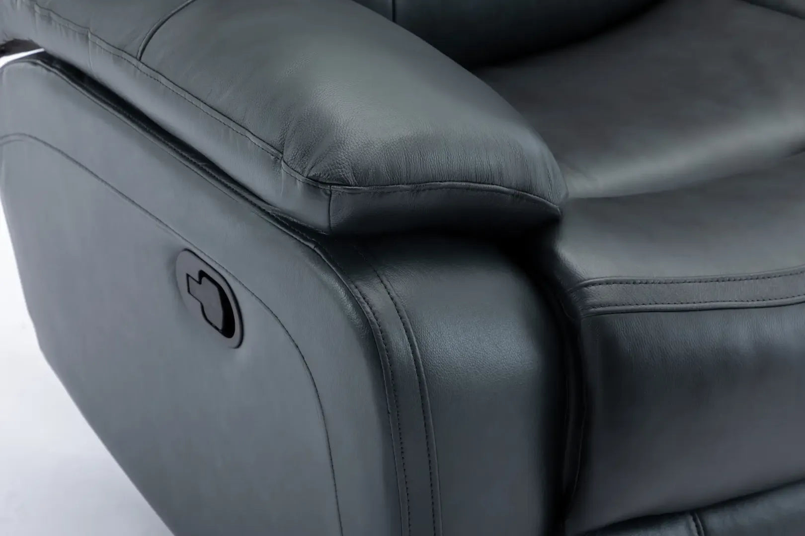 Louie Leather Reclining Sofa, Dual Manual Reclining Chairs with Table - Black