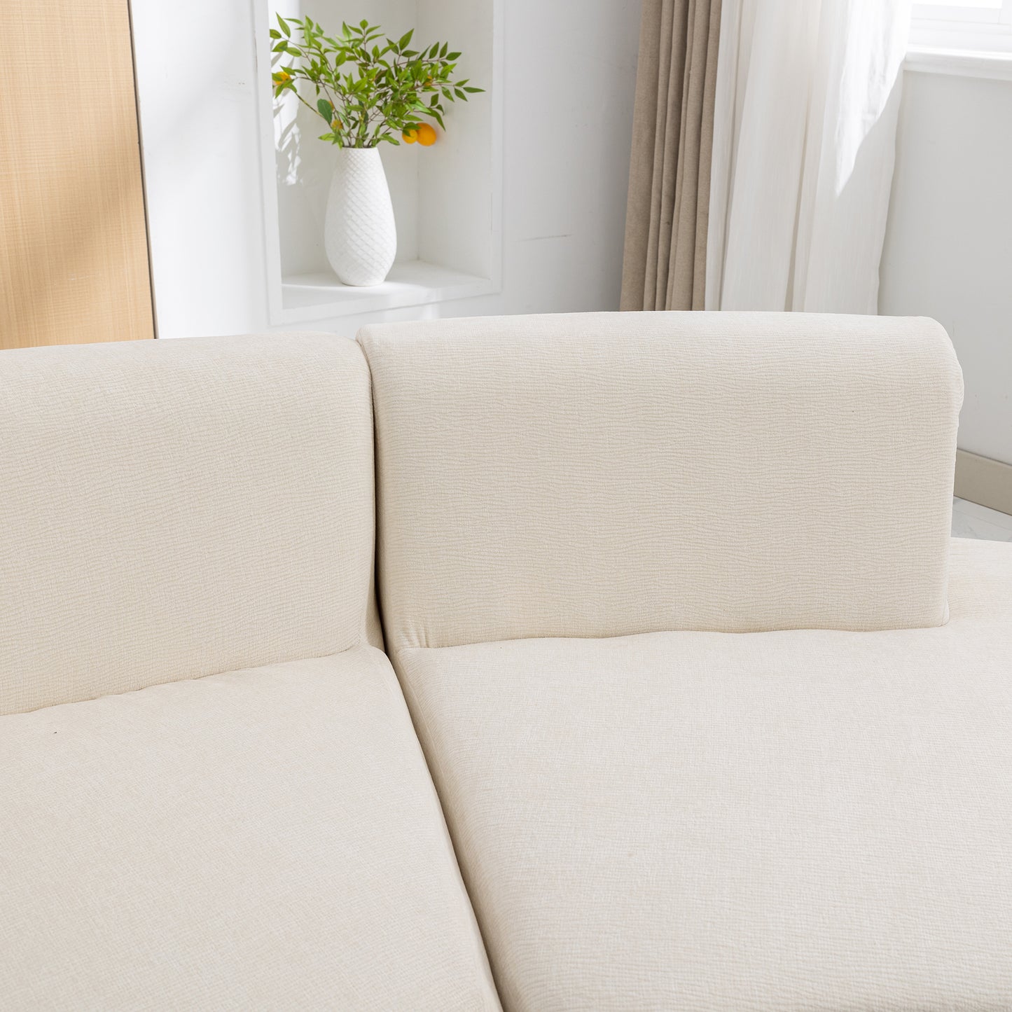 Curved Sofa, Modern Large Sectional Couch - Beige