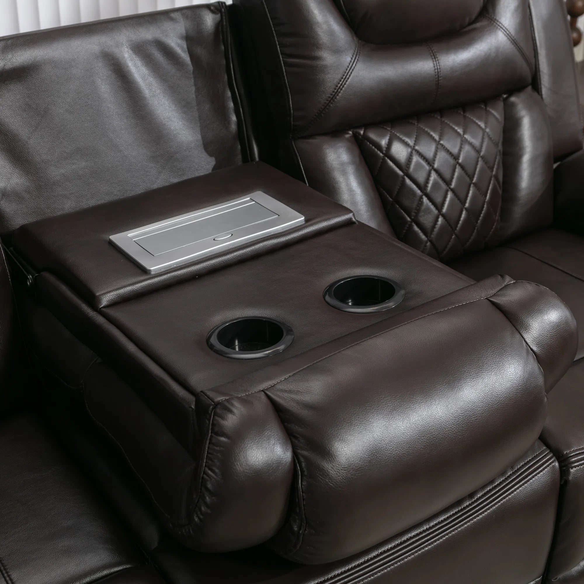 Louie Luxury Recliner Sofa Set, Home Theater Seating with LED Lights