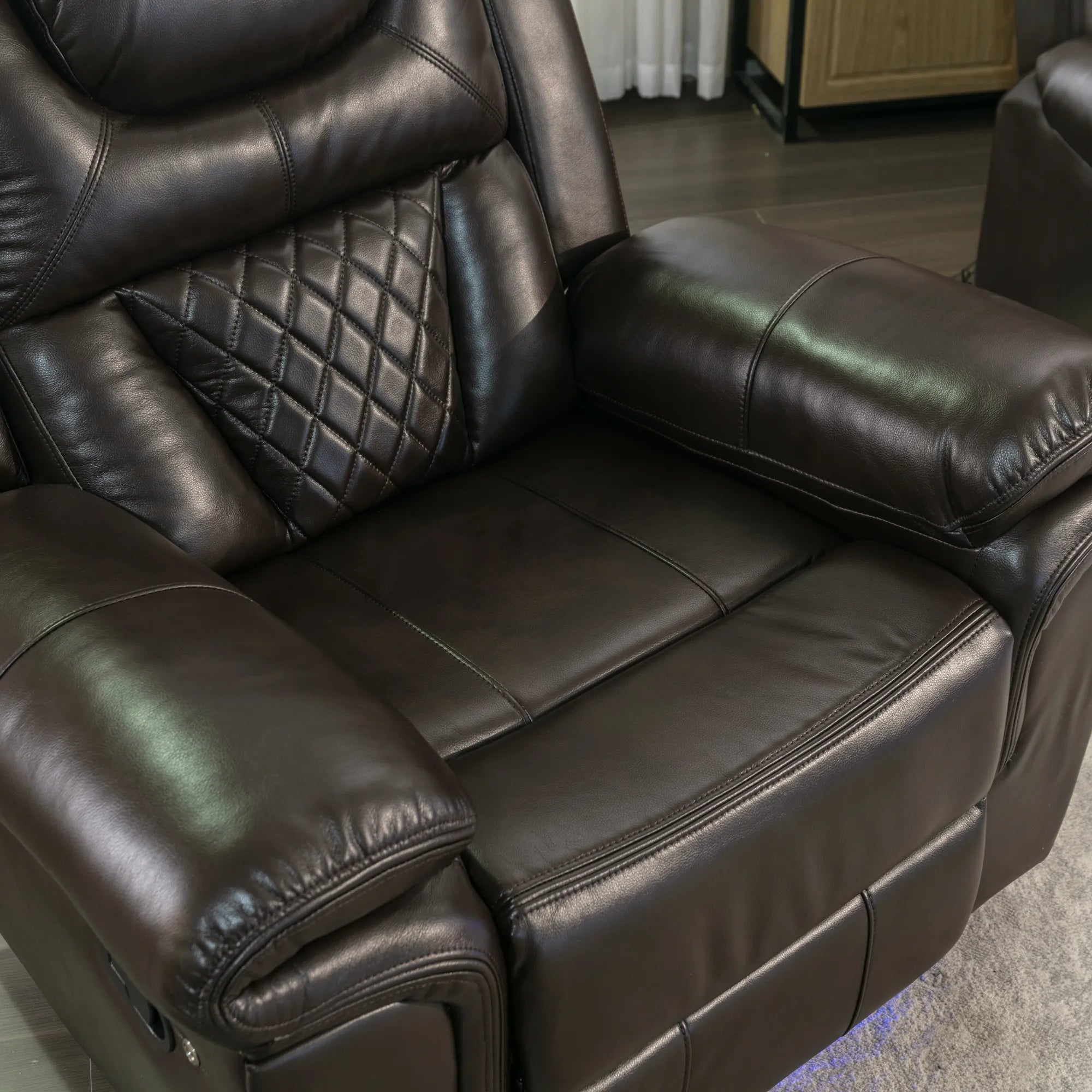 Louie Luxury Recliner Sofa Set, Home Theater Seating with LED Lights