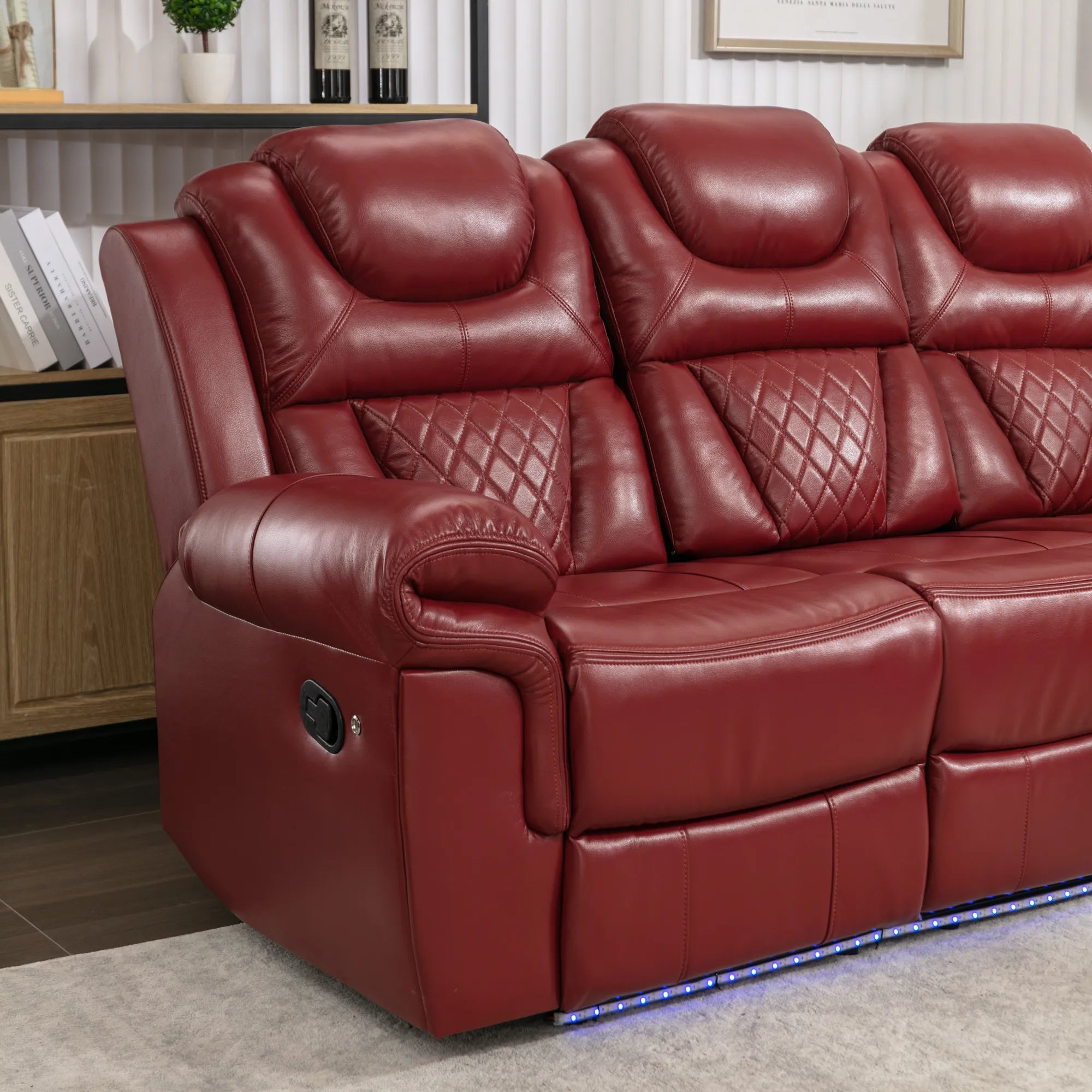 Louie Luxury Recliner Sofa Set, Home Theater Seating with LED Lights