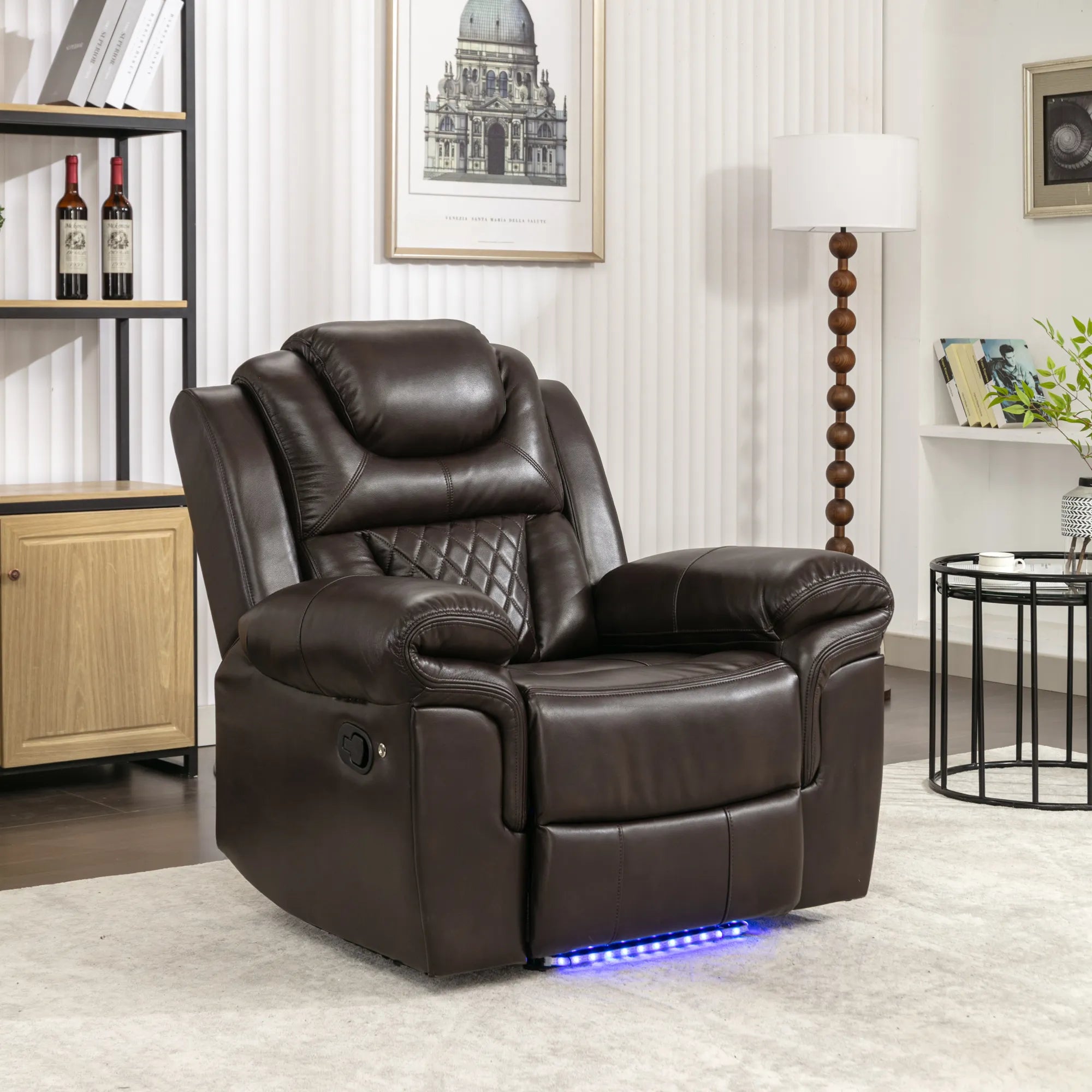 Louie Luxury Recliner Sofa Set, Home Theater Seating with LED Lights