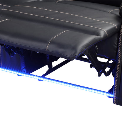 Modern Reclining Sofa, Corner Sectional Couch Recliner, Black