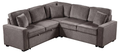 Louie Sleeper Sectional, Couch L Shape - Brown