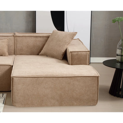 Modular Lounge Sofa, L Shaped Sectional with Chaise, Light Brown