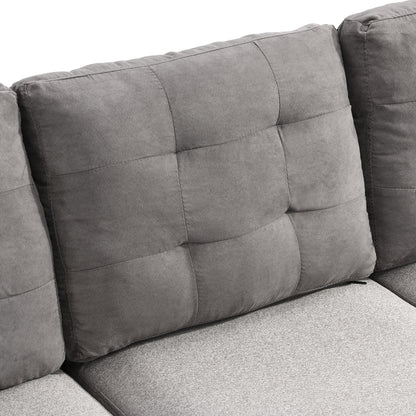Gray Sectional Couch, Sofa with Chaise and Storage Ottoman