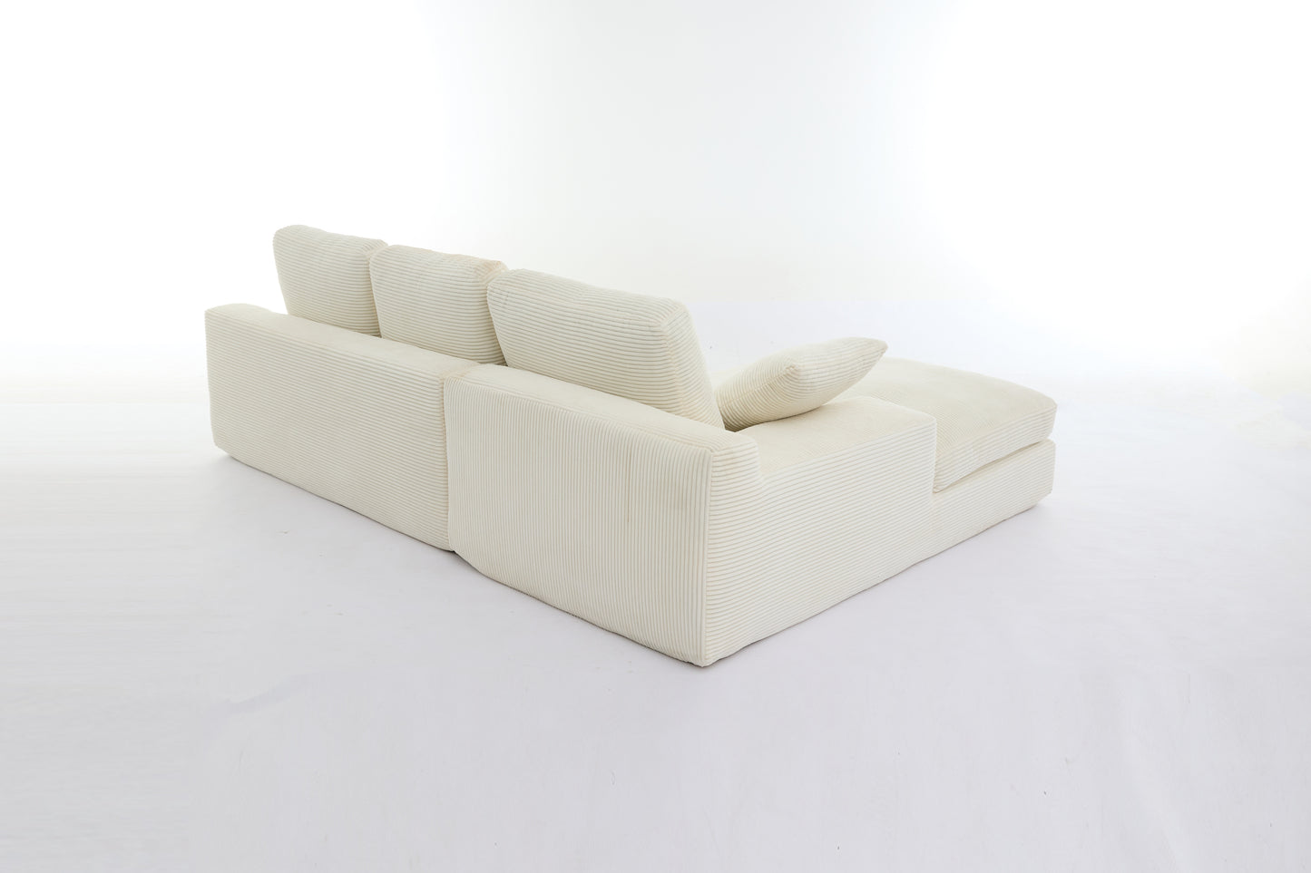 Chaise Lounge Sofa, L Shape Reversible Corduroy Couch Sectional, White
