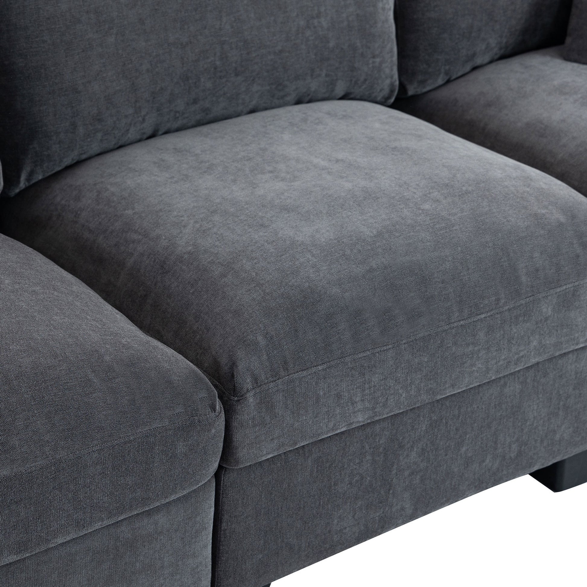 Modular Sofa with Removable Storage Ottoman, 5 Seat Sectional sofa with 2 Hidden Cup Holders