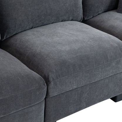 Modular Sofa with Removable Storage Ottoman, 5 Seat Sectional sofa with 2 Hidden Cup Holders