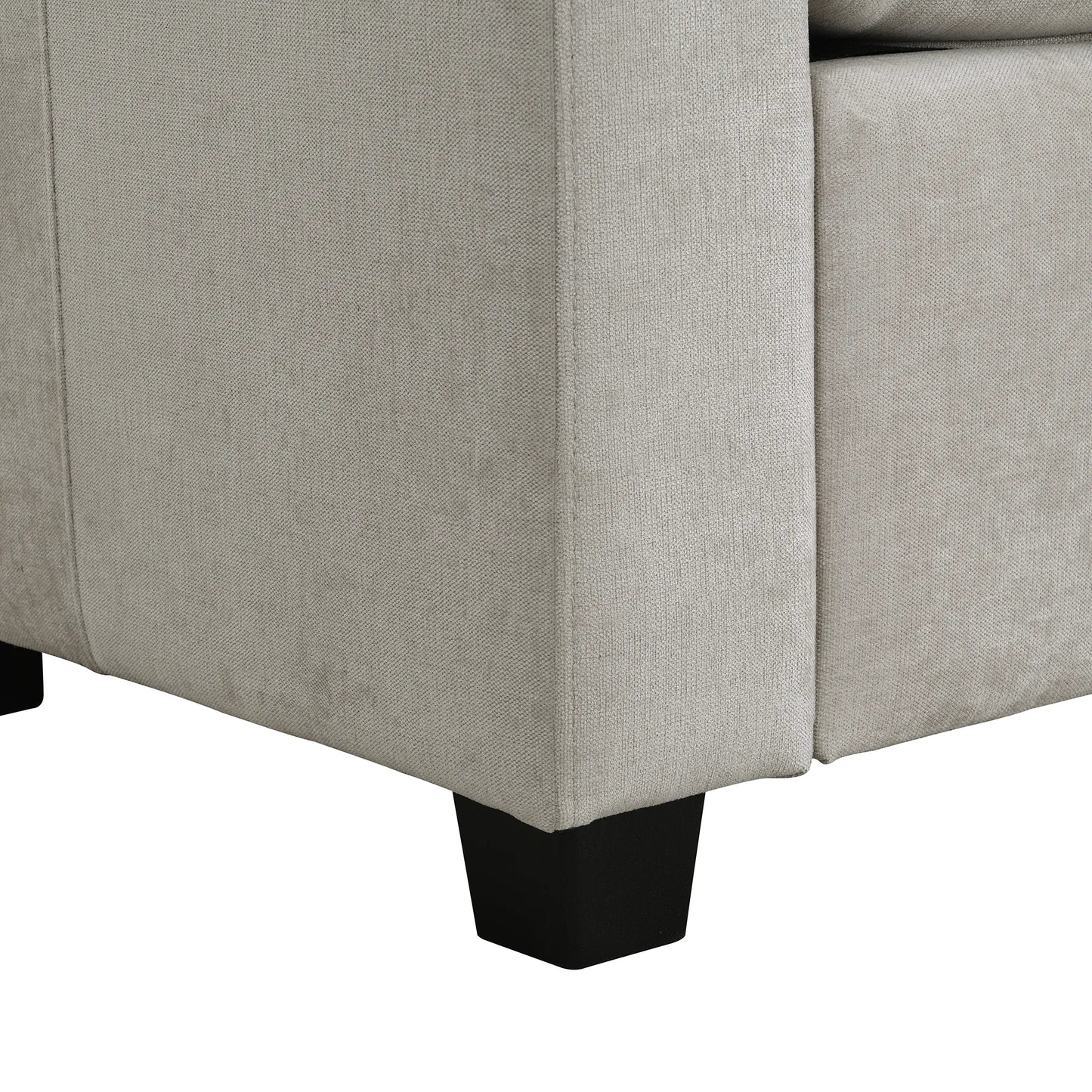 U Shaped Couch, Chenille Sectional Sofa with Ottoman, Grey