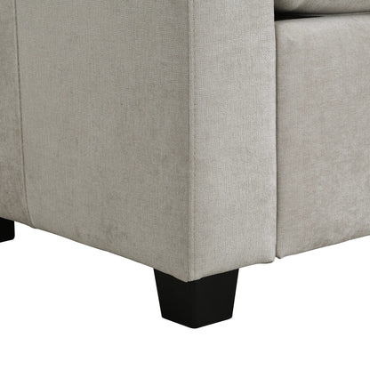U Shaped Couch, Chenille Sectional Sofa with Ottoman, Grey