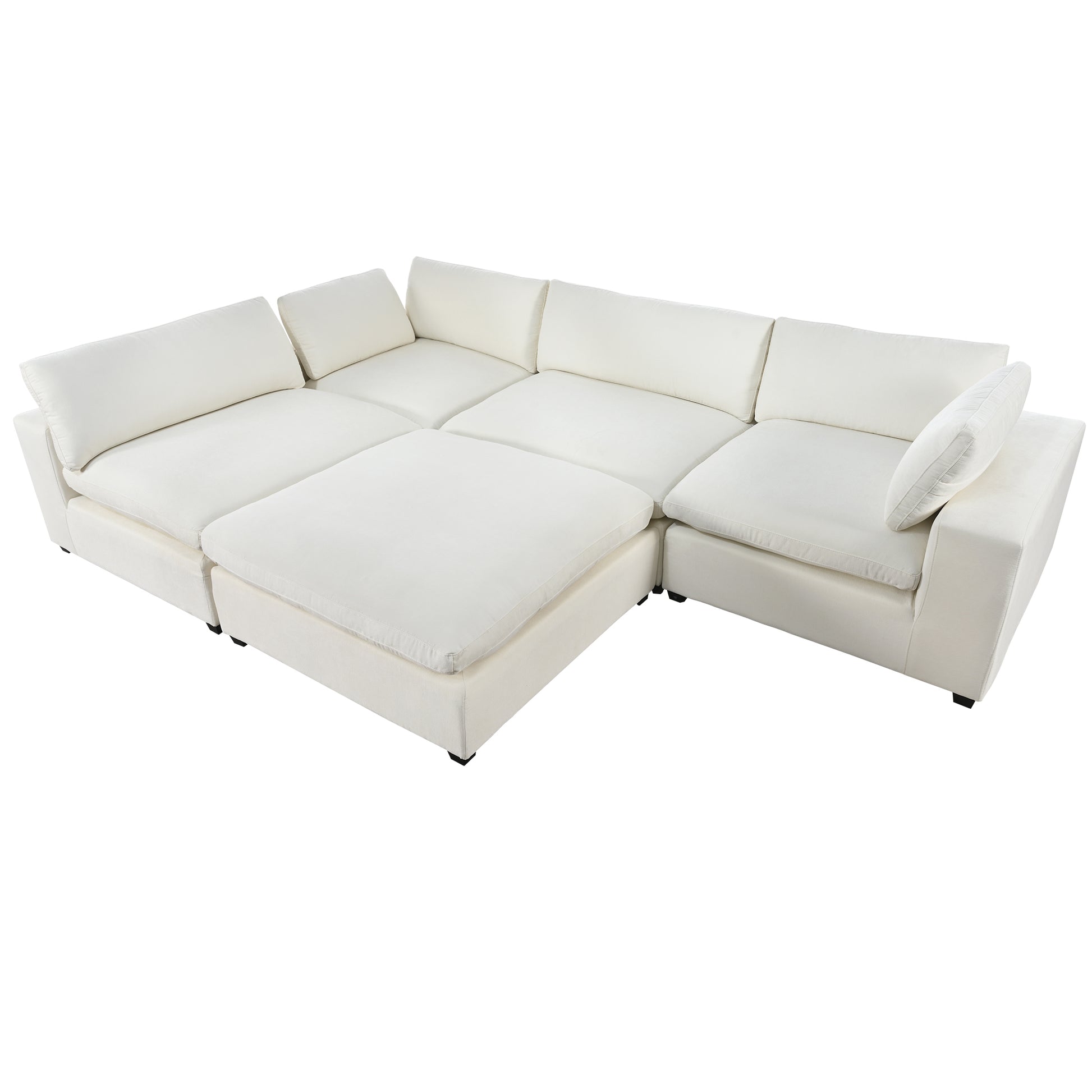 Cloud Couch Sectional, Large Modular Sofa with Ottoman, Beige
