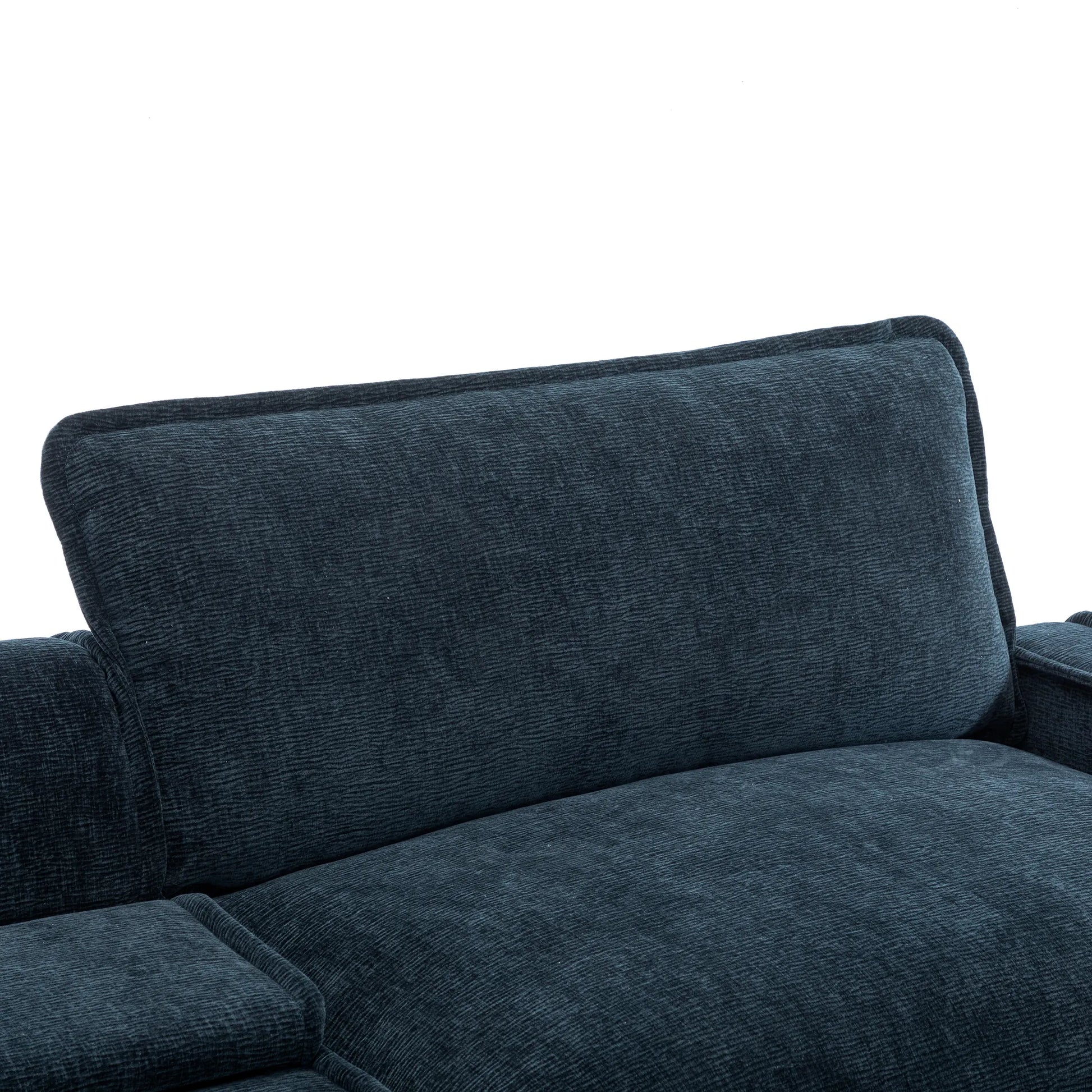 Plush Couch, Deep Seat Couch with Ottomans, Blue