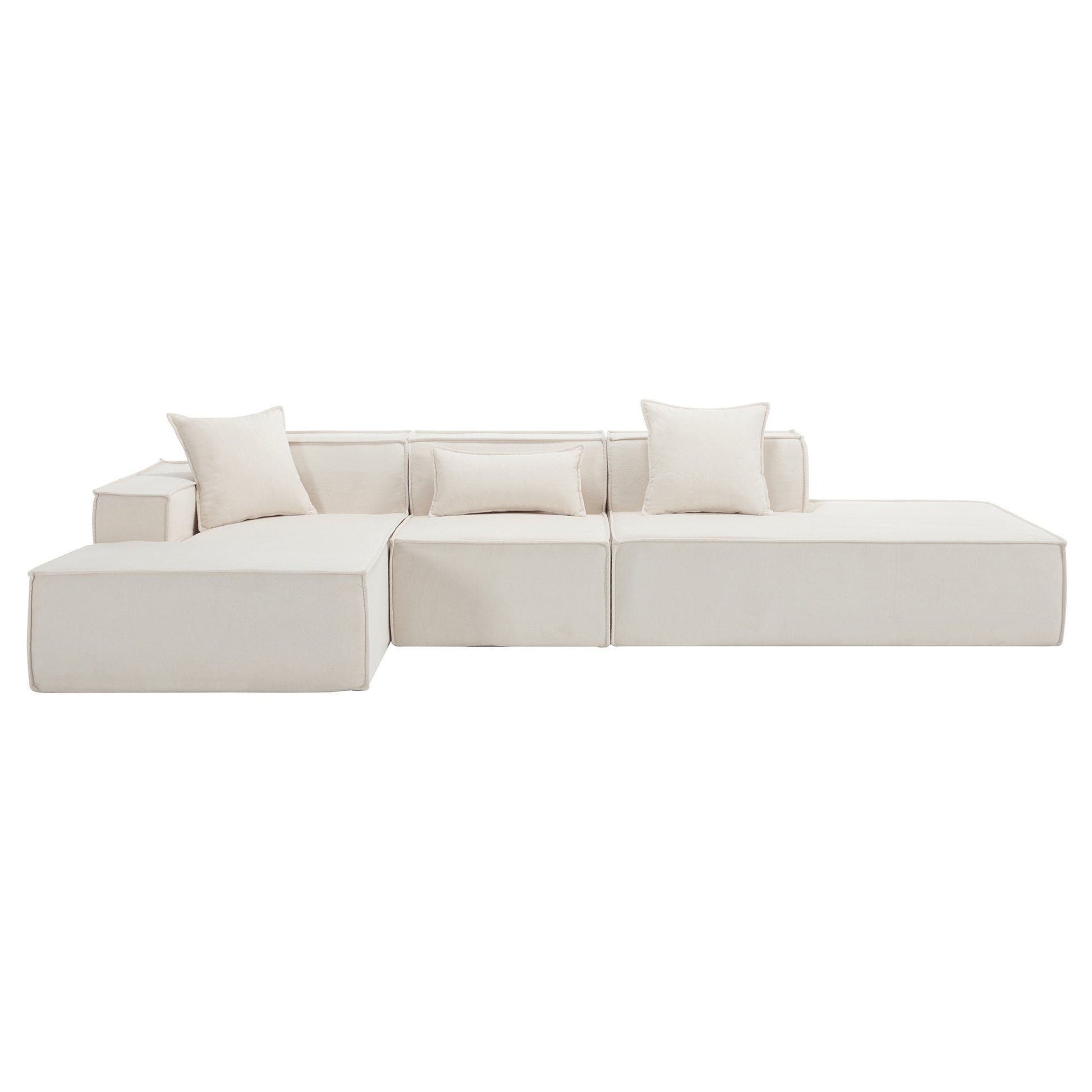 Modular Lounge Sofa, L Shaped Sectional with Chaise, Beige