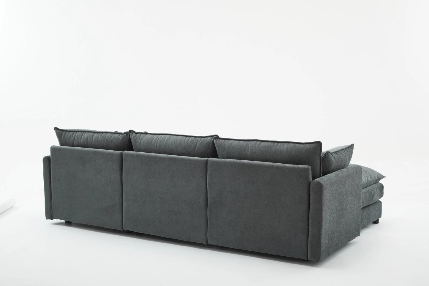 3 Seater Sofa, L Shaped Couch with Ottoman, Beige/Gray/Green
