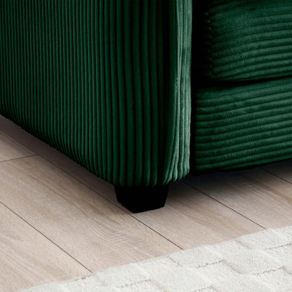 U Shape Sectional Cloud Sofa, Plush Corduroy Couch with Ottoman, Green