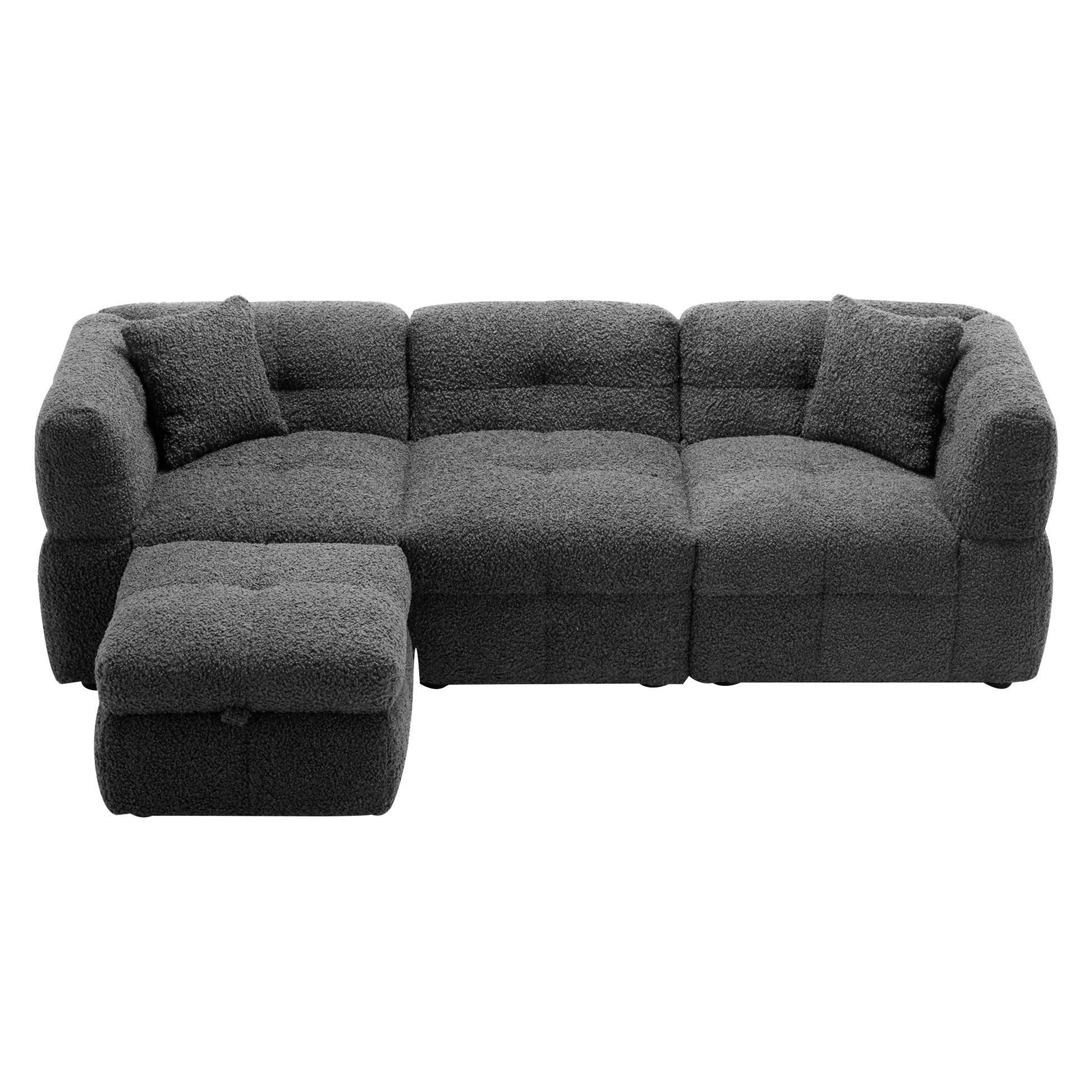 Small Couch, Sectional with Ottoman - Gray