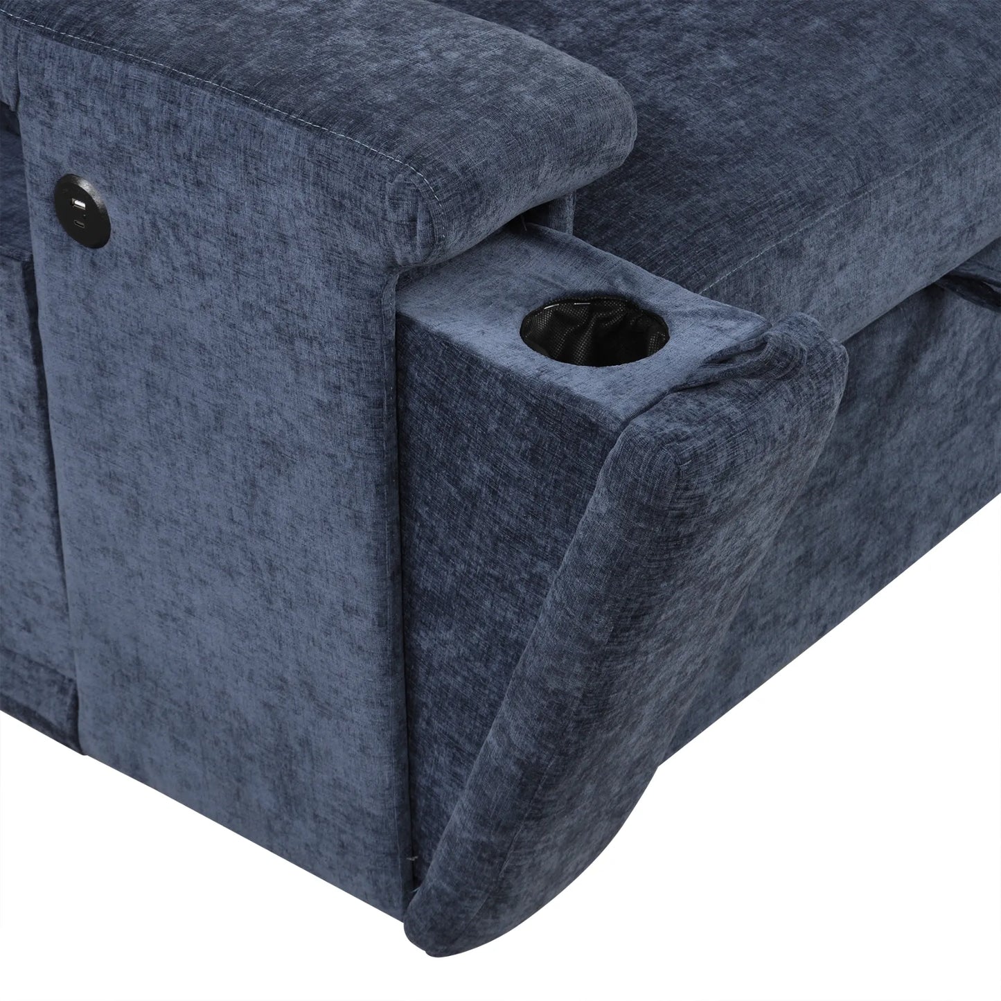 Sleeper Sectional, Sofa L Shape, Couch with Ottoman and Storage, Blue