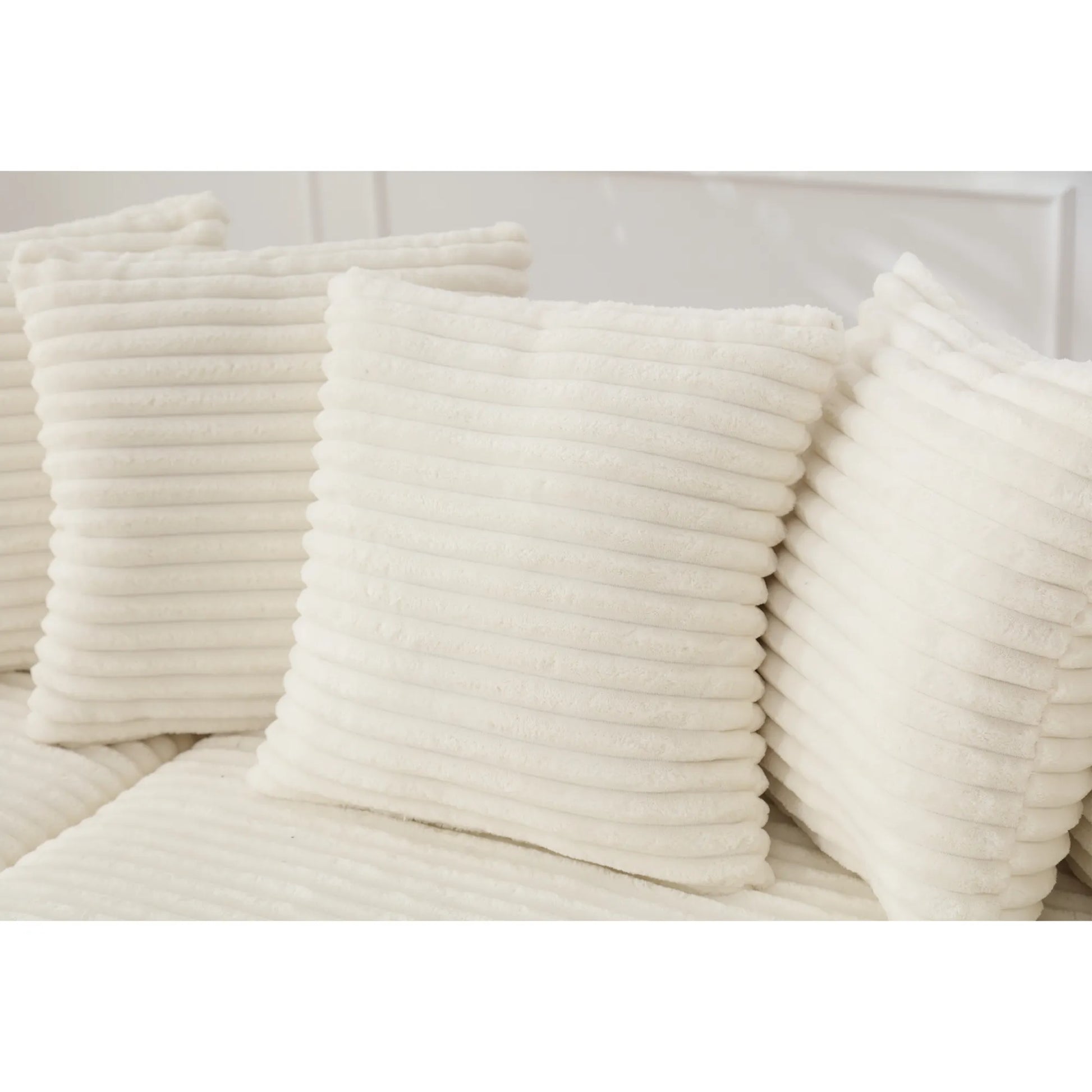 L Shaped Corduroy Couch, Plush Chaise Lounge Sofa, Beige
