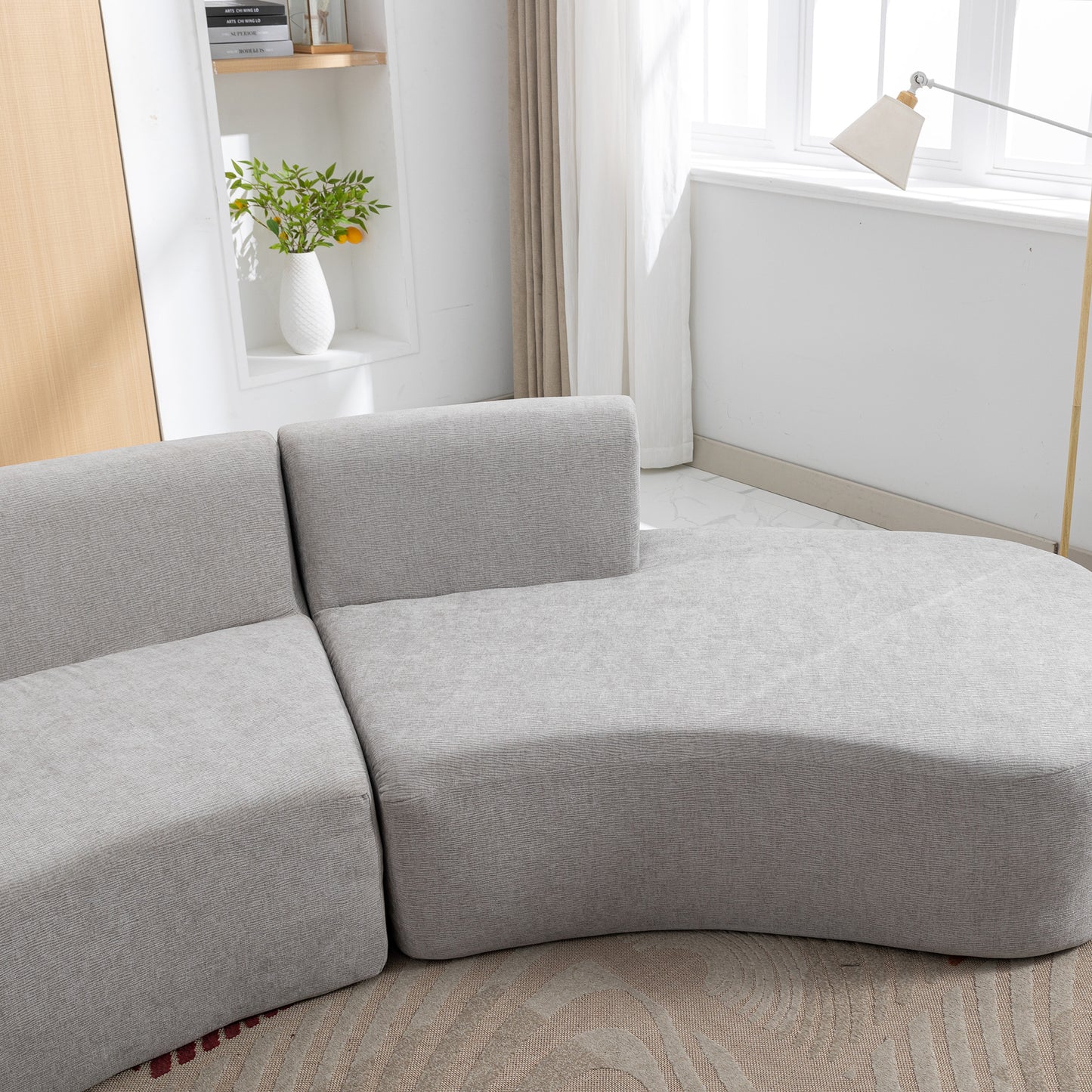 Curved Sofa, Modern Large Sectional Couch - Gray