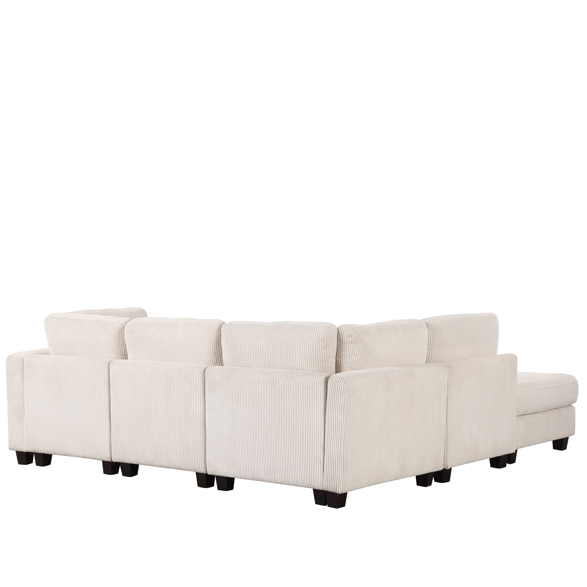 Louie Modular Sectional Sofa, Corduroy Couch with Ottoman - Beige