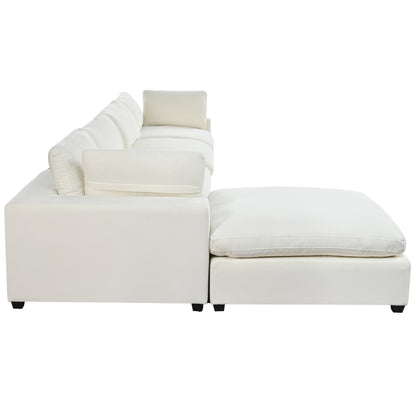 Cloud Couch Sectional, Large Modular Sofa with Ottoman, Beige