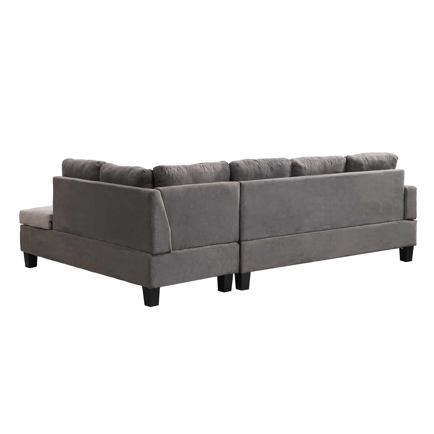 Gray Sectional Couch, Sofa with Chaise and Storage Ottoman