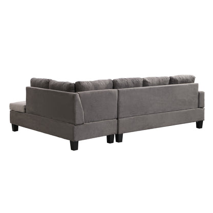 Gray Sectional Couch, Sofa with Chaise and Storage Ottoman