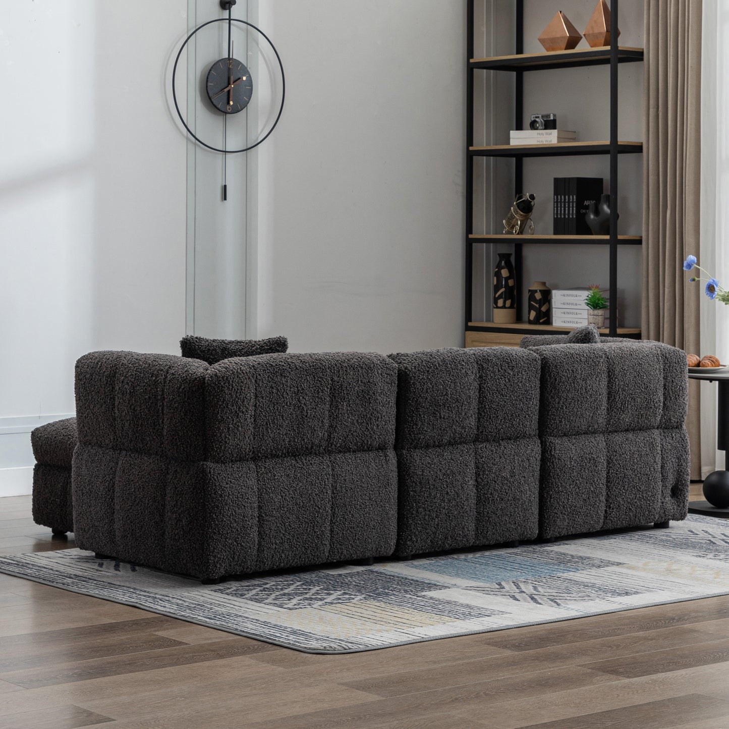 Small Couch, Sectional with Ottoman - Gray