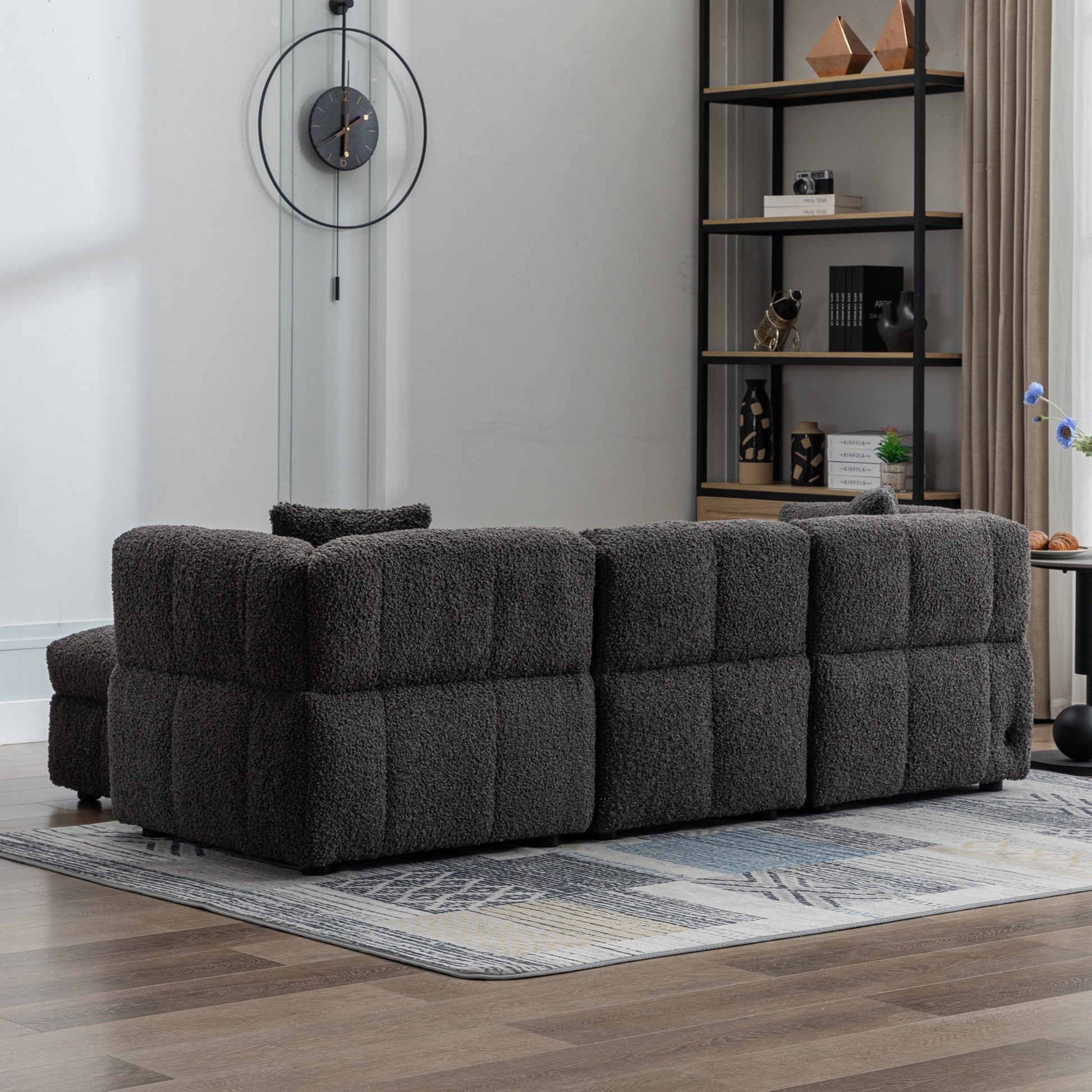 Small Couch, Sectional with Ottoman - Gray