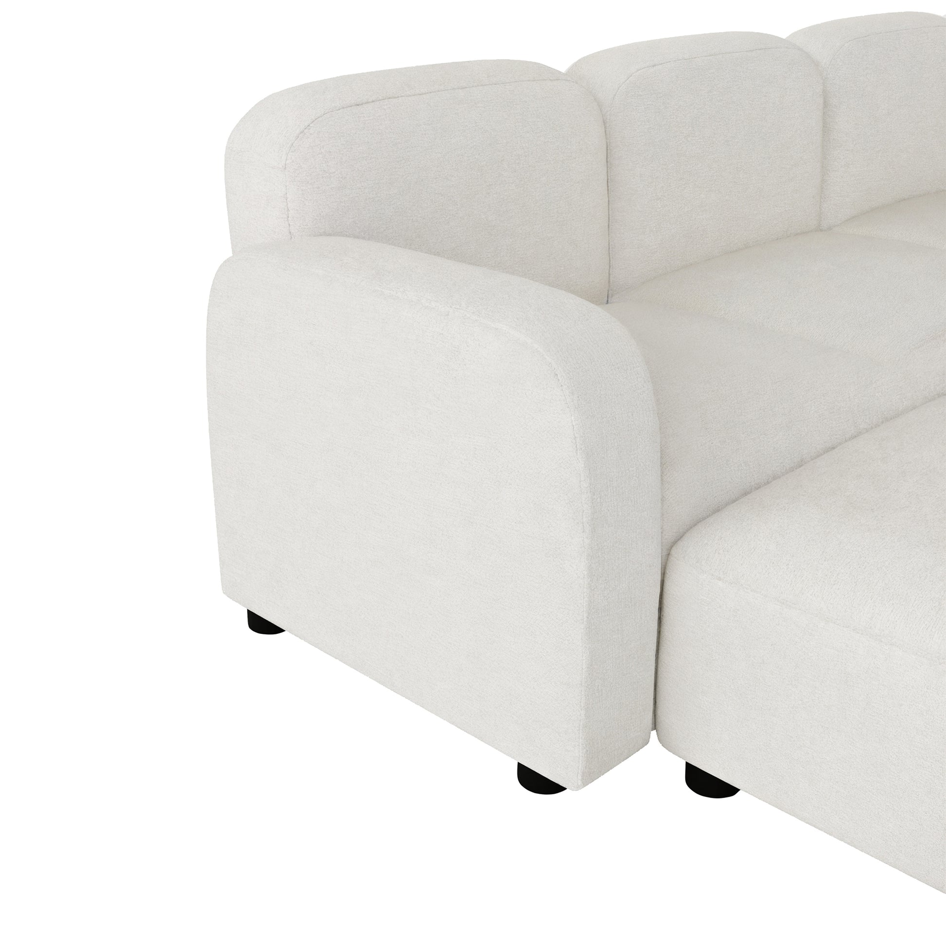 Modern U Shaped Sectional, Modular Comfy Couch with Ottoman, Beige