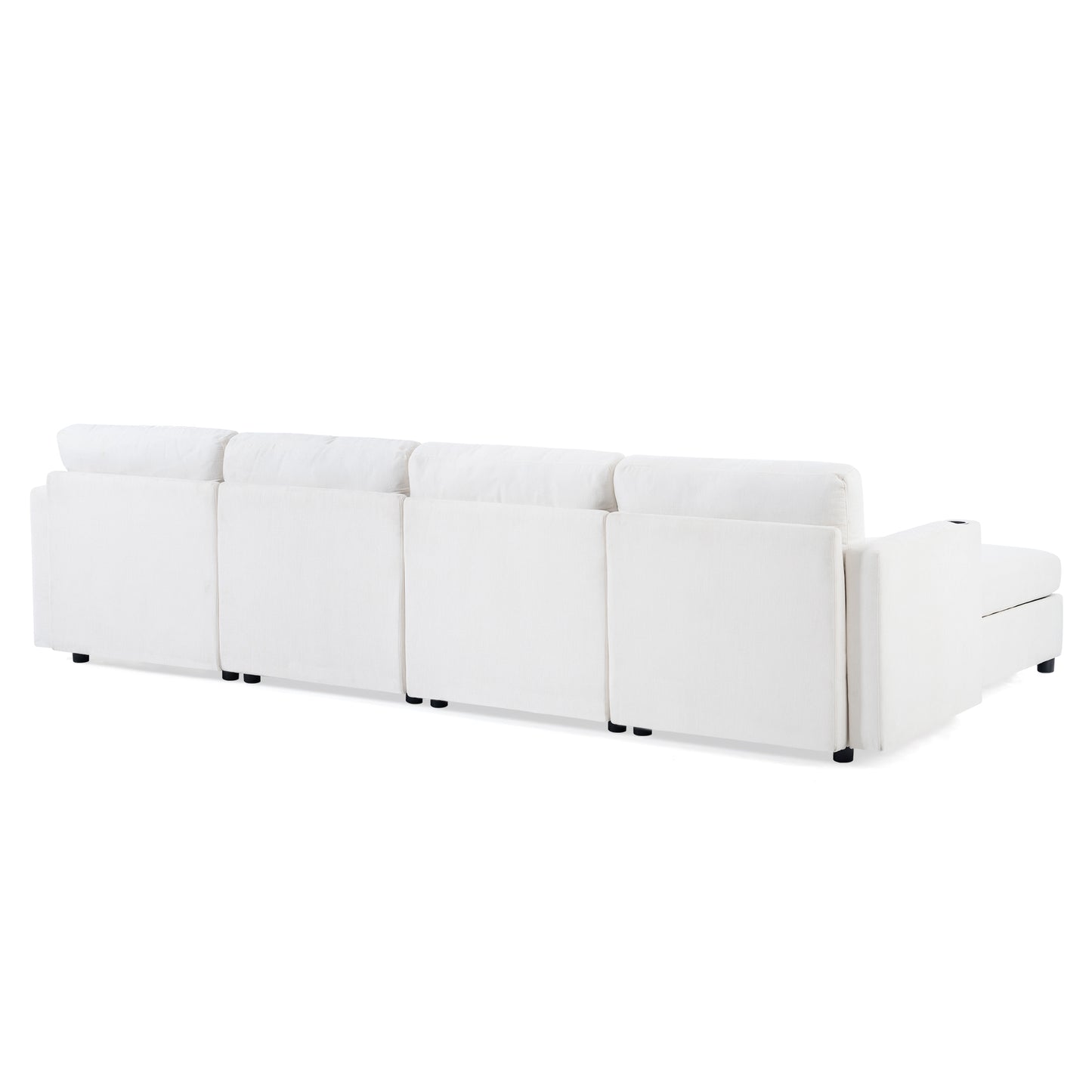 Large Sectional Couch with Storage, Sofa with Chaise- Beige