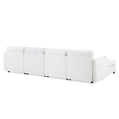 Large Sectional Couch with Storage, Sofa with Chaise- Beige