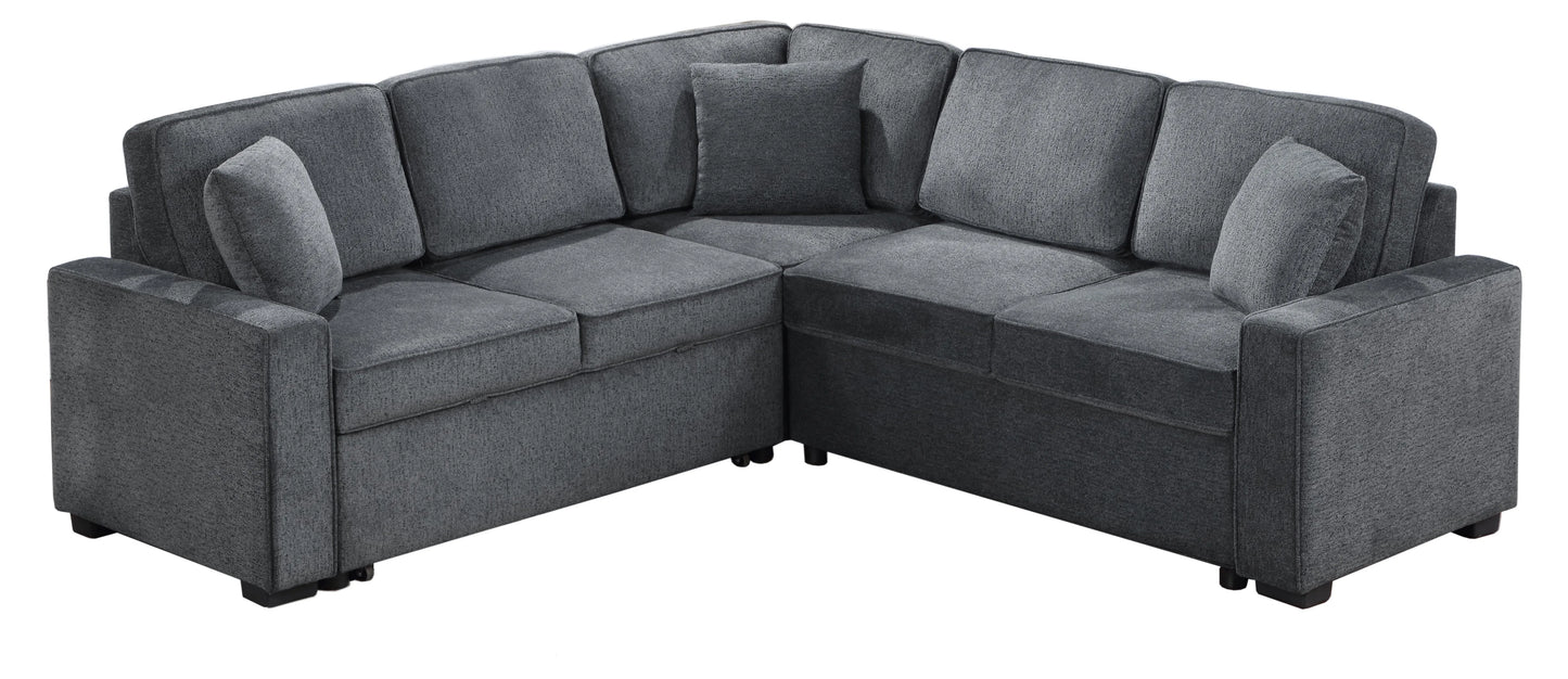 Louie Sleeper Sectional, Couch L Shape - Gray