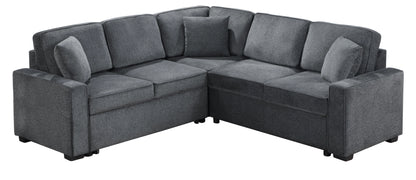 Louie Sleeper Sectional, Couch L Shape - Gray