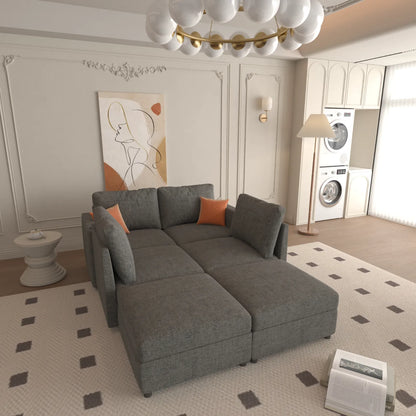 Large Sectional Couch with Storage, Sofa with Chaise- Gray