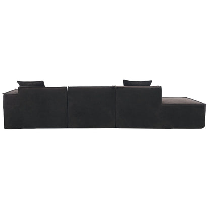 Modular Lounge Sofa, L Shaped Sectional with Chaise, Brown