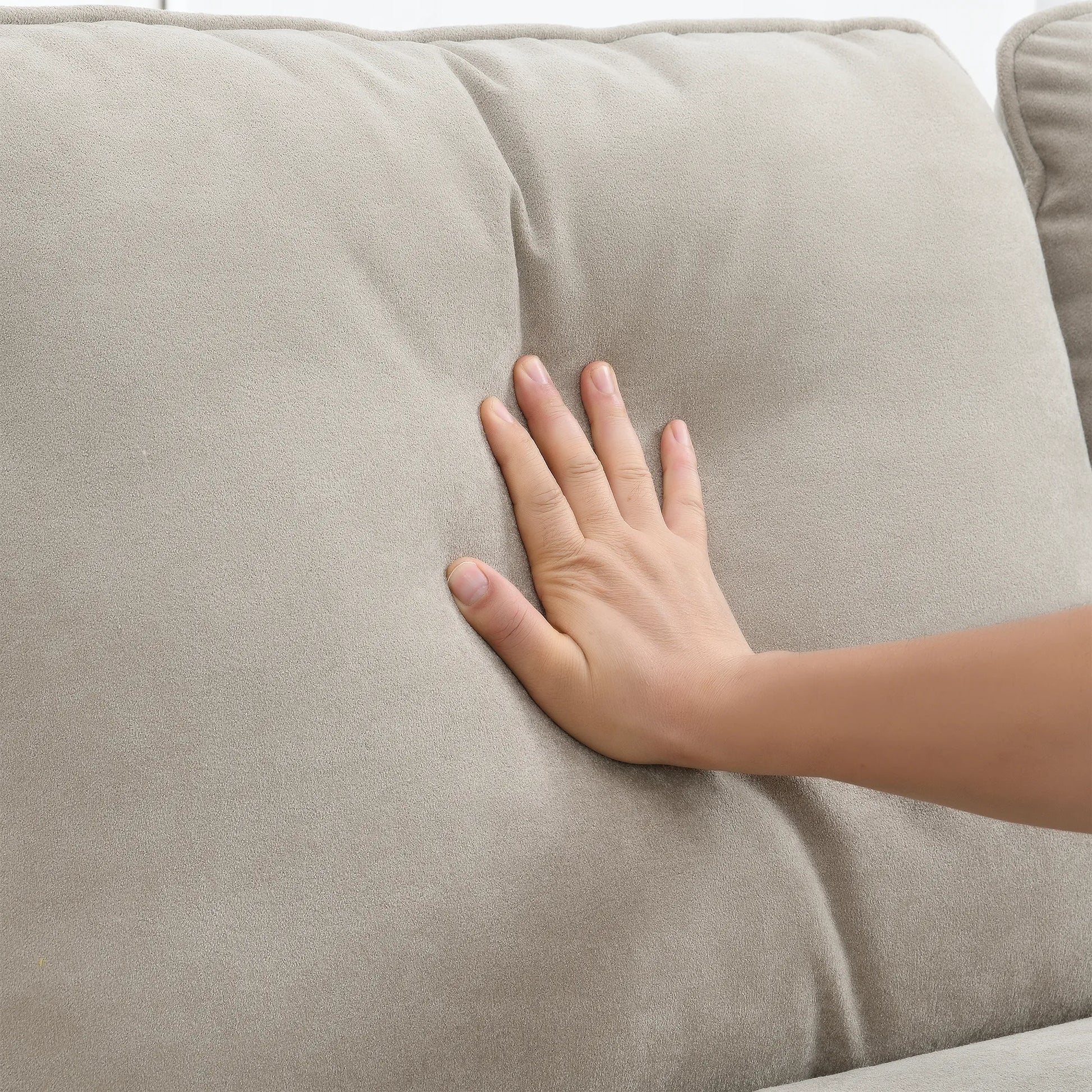 Corner Sectional Sofa, L-Shaped Comfy Couch, Khaki