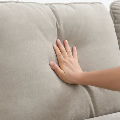 Corner Sectional Sofa, L-Shaped Comfy Couch, Khaki