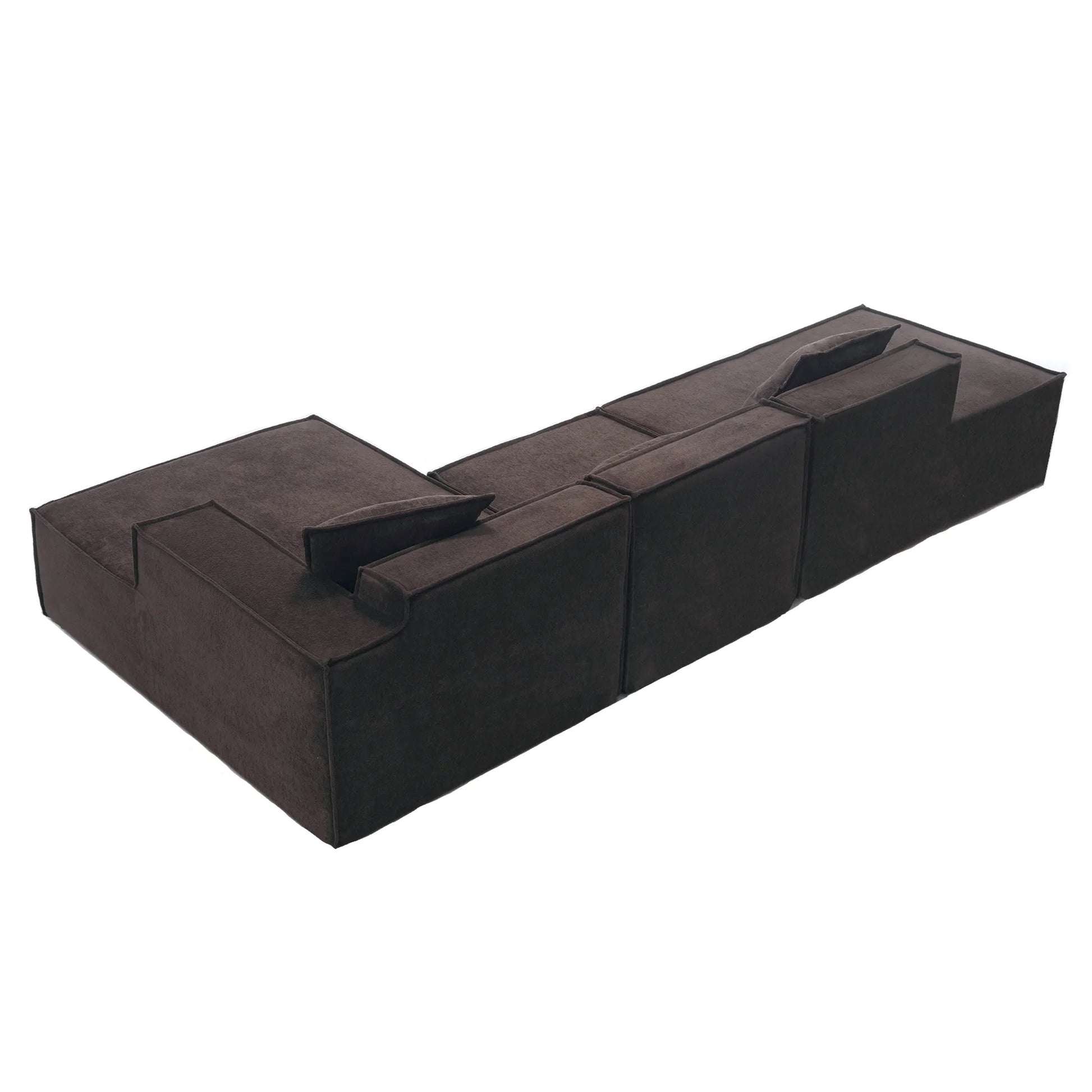 Modular Lounge Sofa, L Shaped Sectional with Chaise, Brown