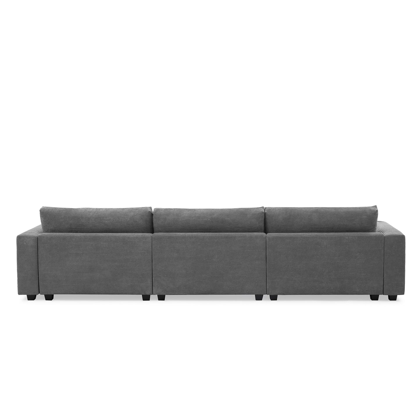 Deep Seat Corduroy Sofa, Large Sectional Couch with Chaise, Gray
