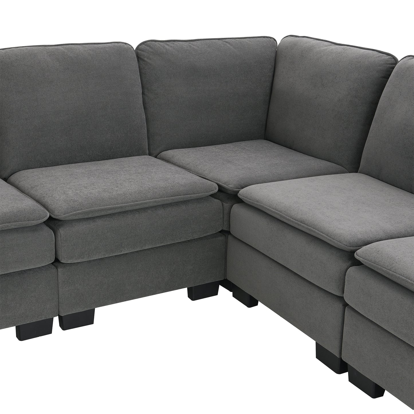 Corner Sectional Sofa, L-Shaped Comfy Couch, Gray