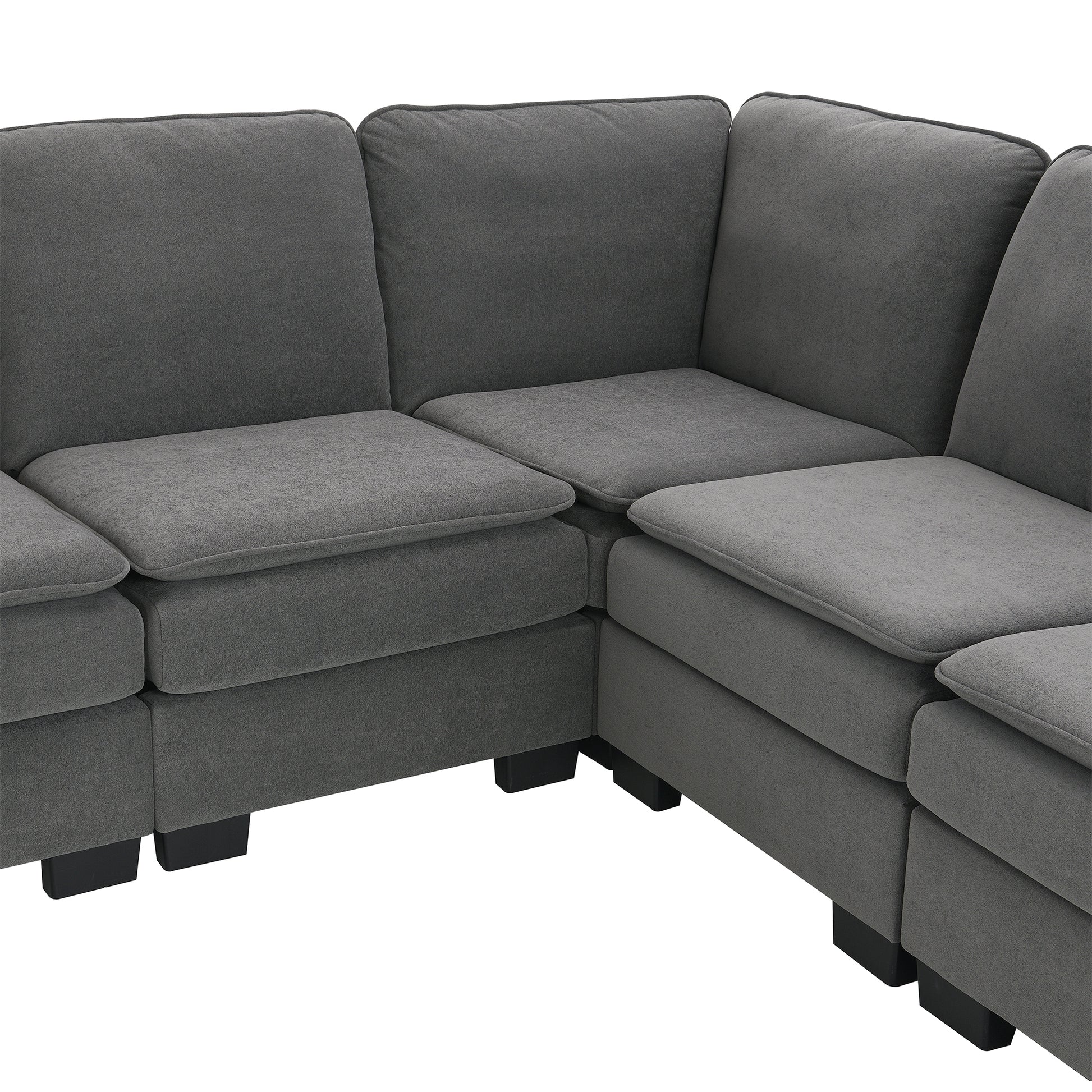 Corner Sectional Sofa, L-Shaped Comfy Couch, Gray