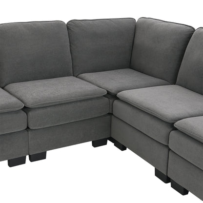 Corner Sectional Sofa, L-Shaped Comfy Couch, Gray