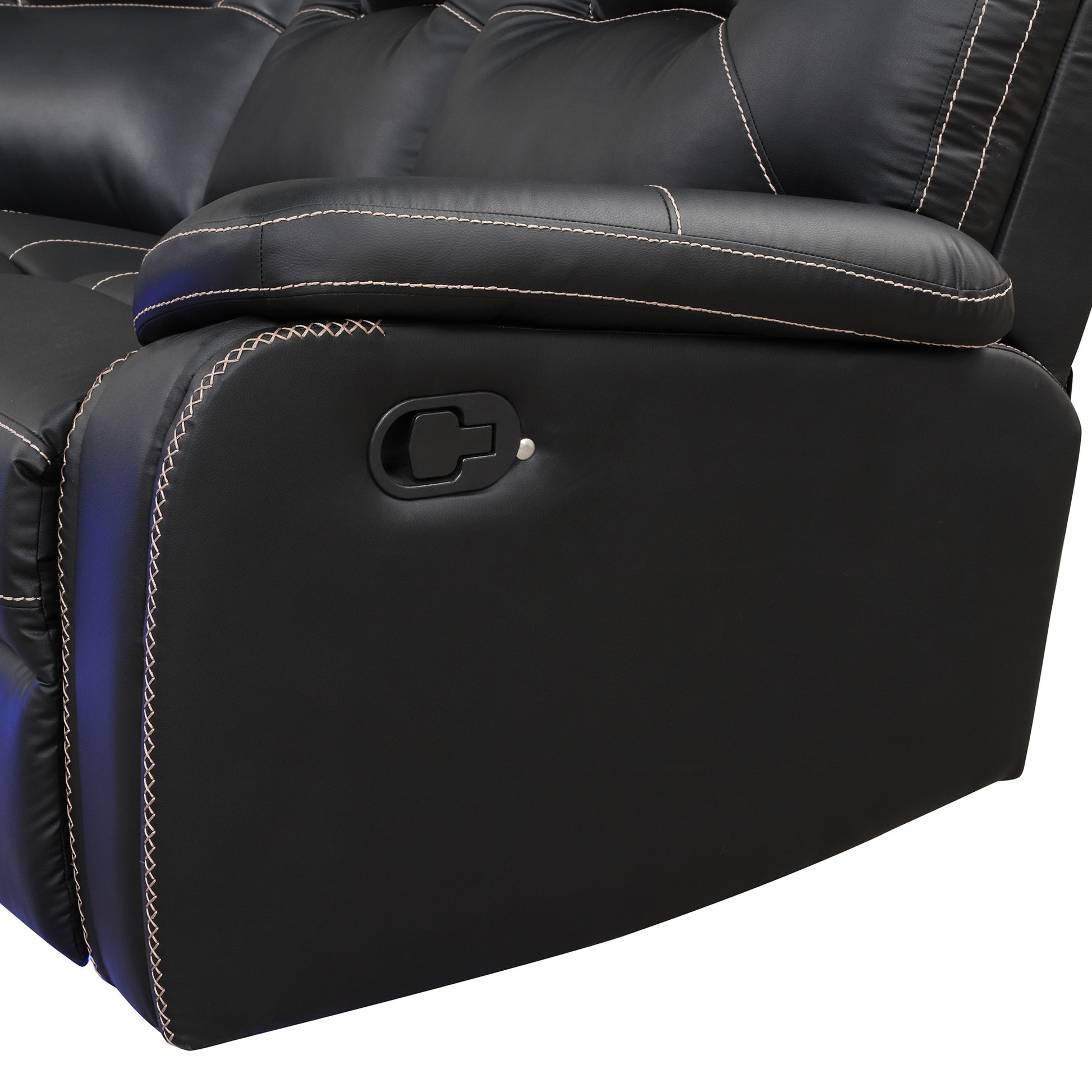 Modern Reclining Sofa, Corner Sectional Couch Recliner, Black