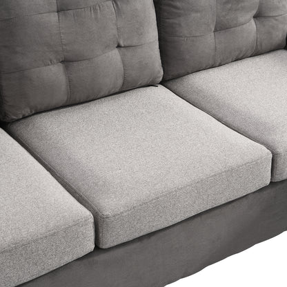 Gray Sectional Couch, Sofa with Chaise and Storage Ottoman